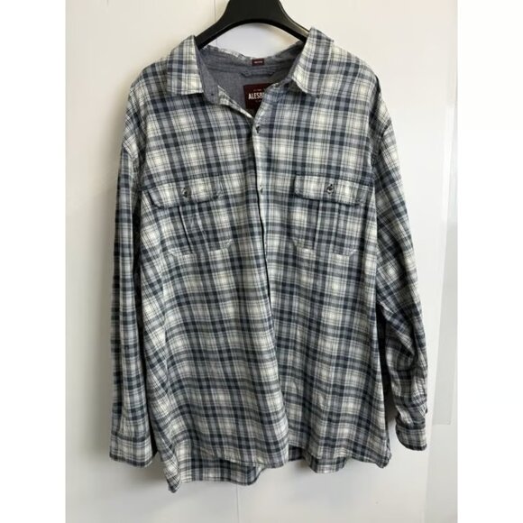 Alesbury Mens 3XL Work Shirt Button-Front Plaid Check Long Roll Up Sleeve Cotton - Picture 1 of 4